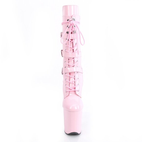 Platform Patent High Heel Lace Up Boots - Picture 2 of 5